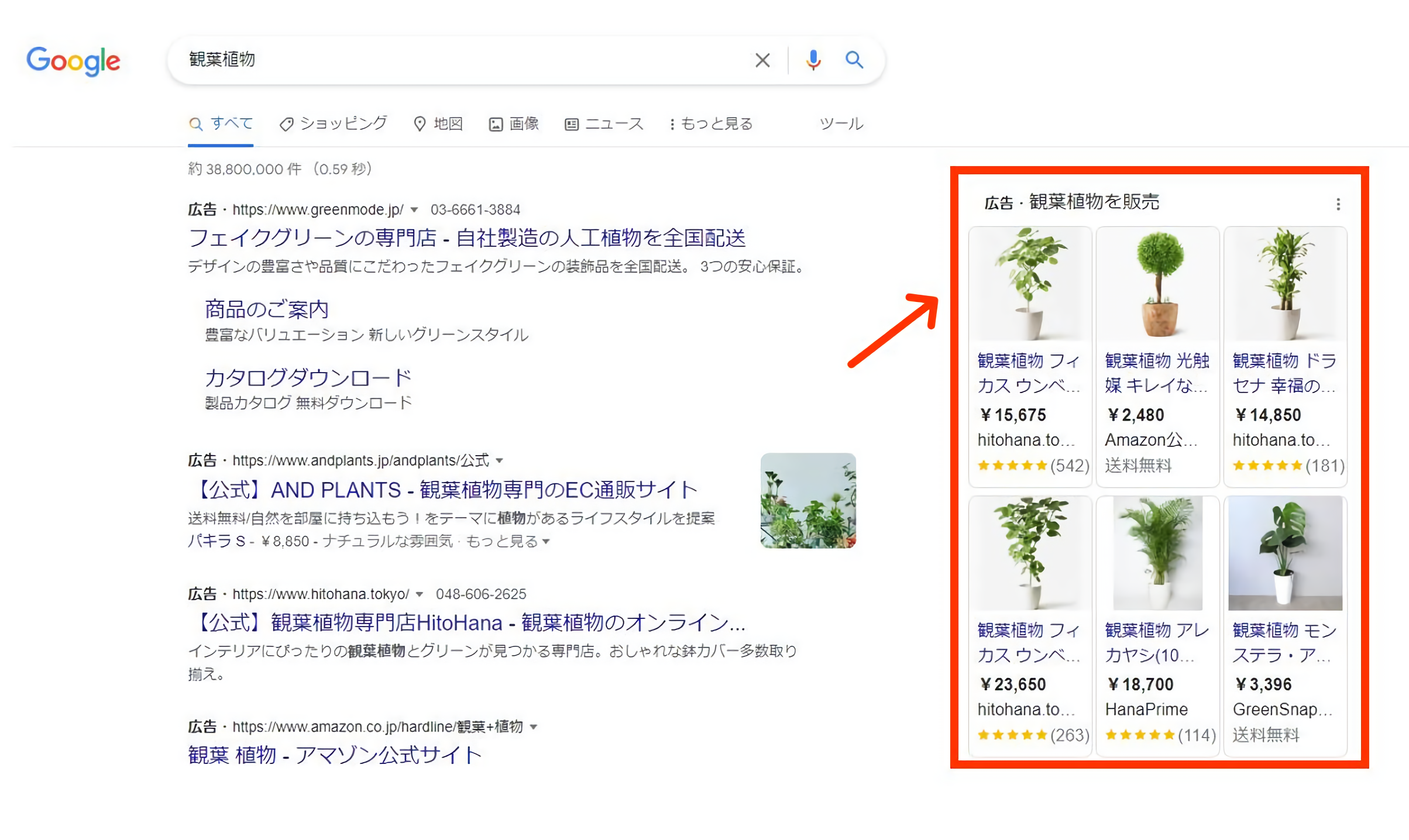 ショッピング広告の表示イメージ